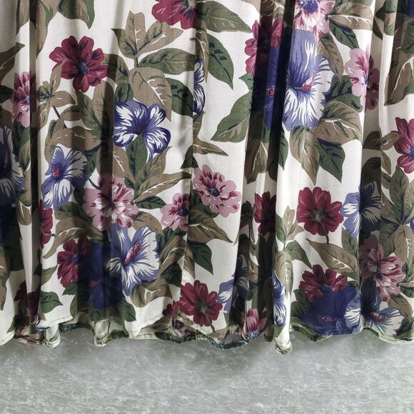 7/8 All That Jazz Midi Dress Plum Purple Floral Short Sleeve Vintage 80's 90's - Picture 9 of 14